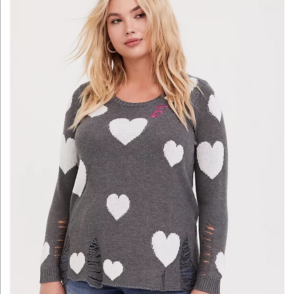 Barbie distressed pull over sweater.